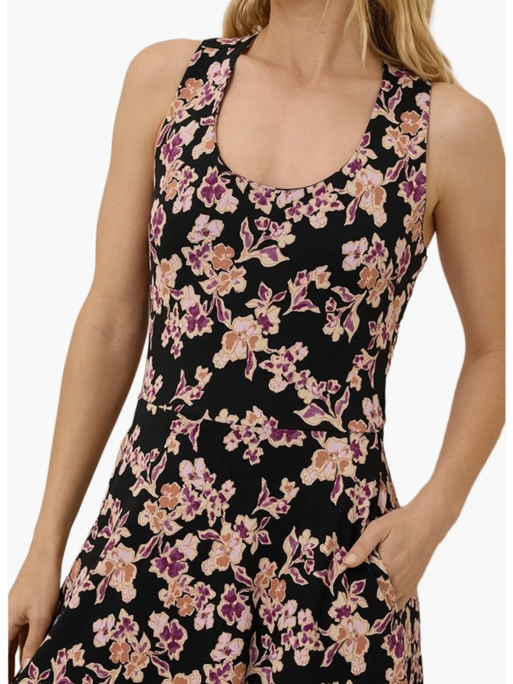 Pact Maxi Dress Organic Cotton Fit Flare Womens XL Black Floral Granola - Picture 13 of 13